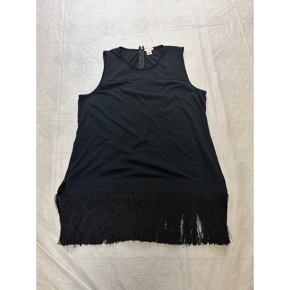 J. Crew Womens Top Small Lexi Black Stretch Cotton Fringe Tank Sleeveless Top